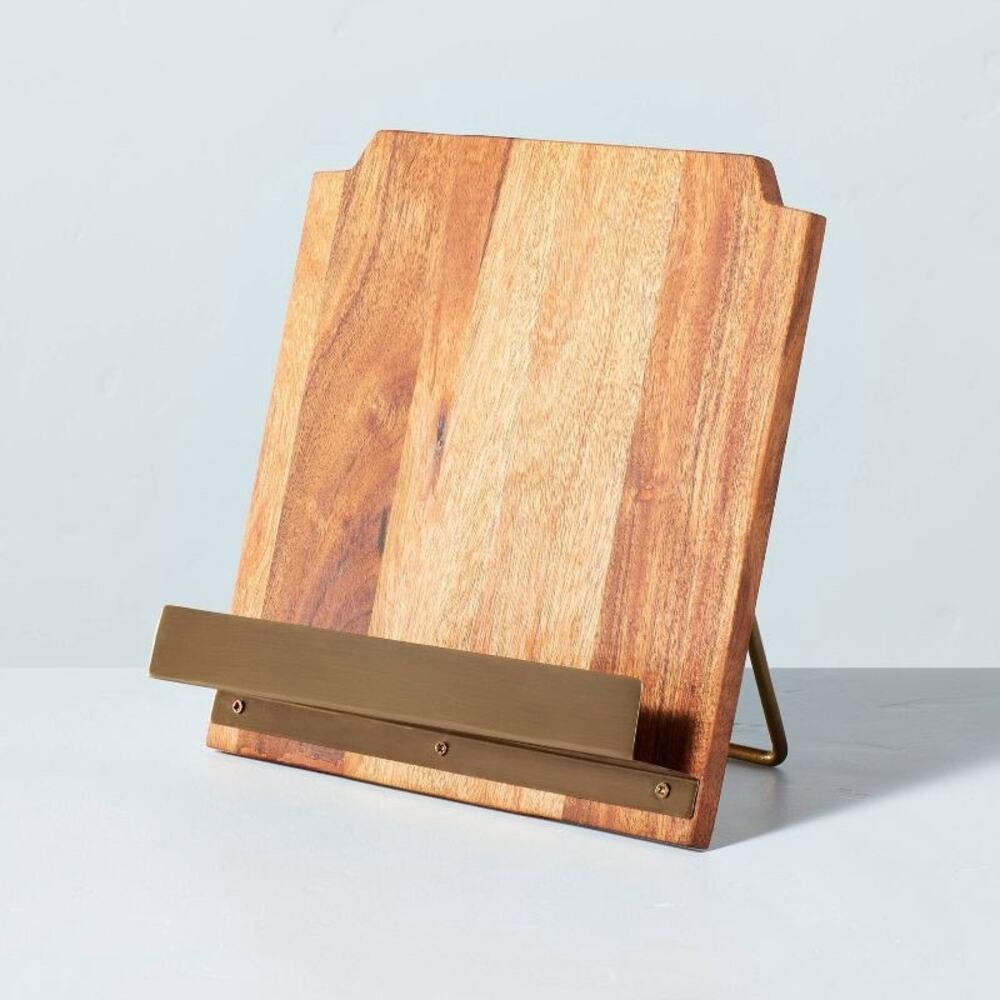 NWOT Hearth & Hand Magnolia Acacia Wood Recipe Book Stand Holder - Picture 2 of 2